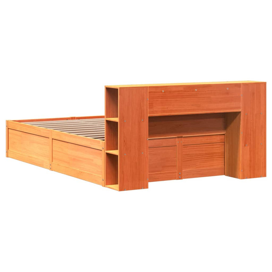 Bedframe zonder matras massief grenenhout wasbruin 140x200 cm
