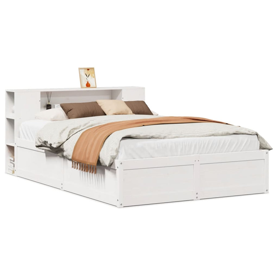Bedframe zonder matras massief grenenhout wit 140x190 cm