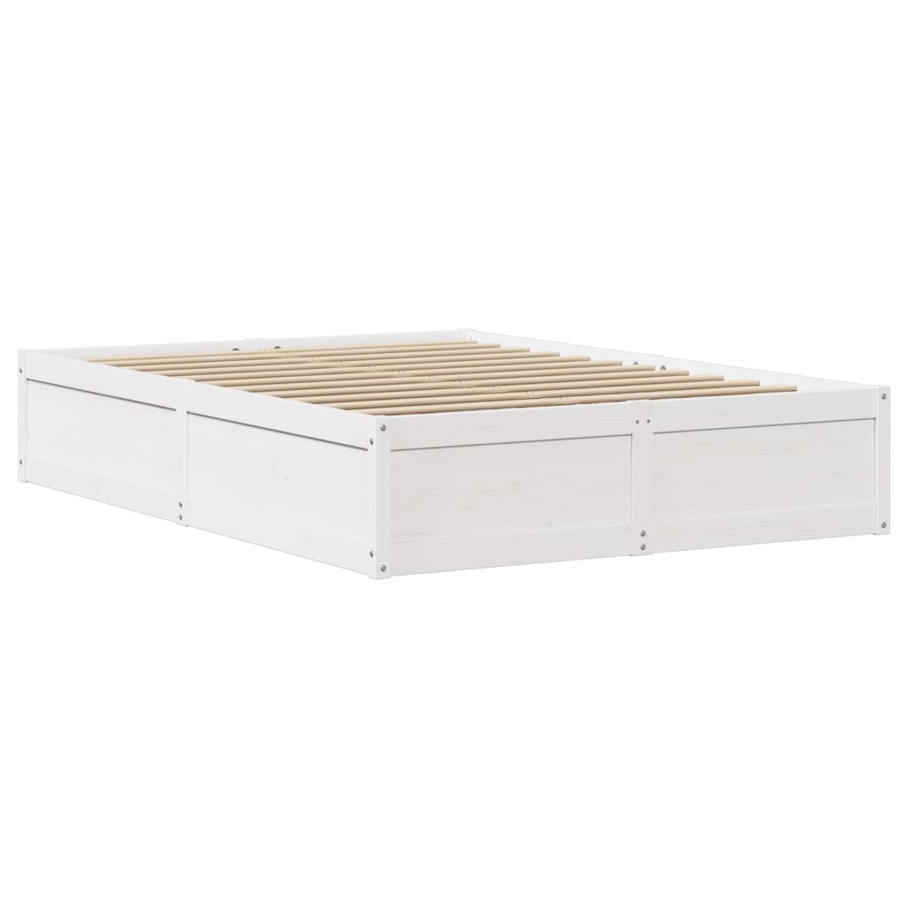 Bedframe zonder matras massief grenenhout wit 140x190 cm