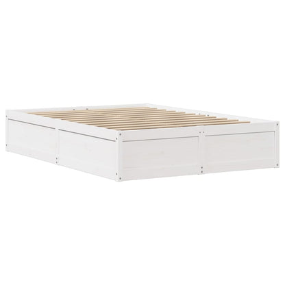 Bedframe zonder matras massief grenenhout wit 140x190 cm