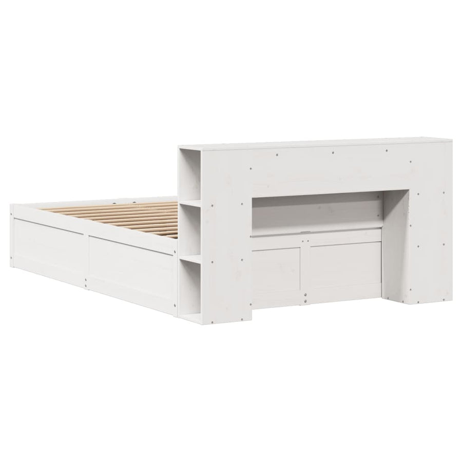 Bedframe zonder matras massief grenenhout wit 140x190 cm