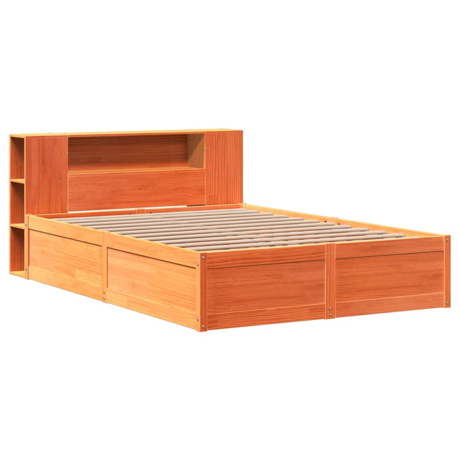 Bed met matras massief grenenhout wasbruin 140x190 cm