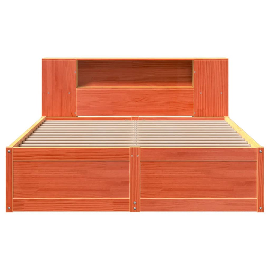 Bed met matras massief grenenhout wasbruin 140x190 cm