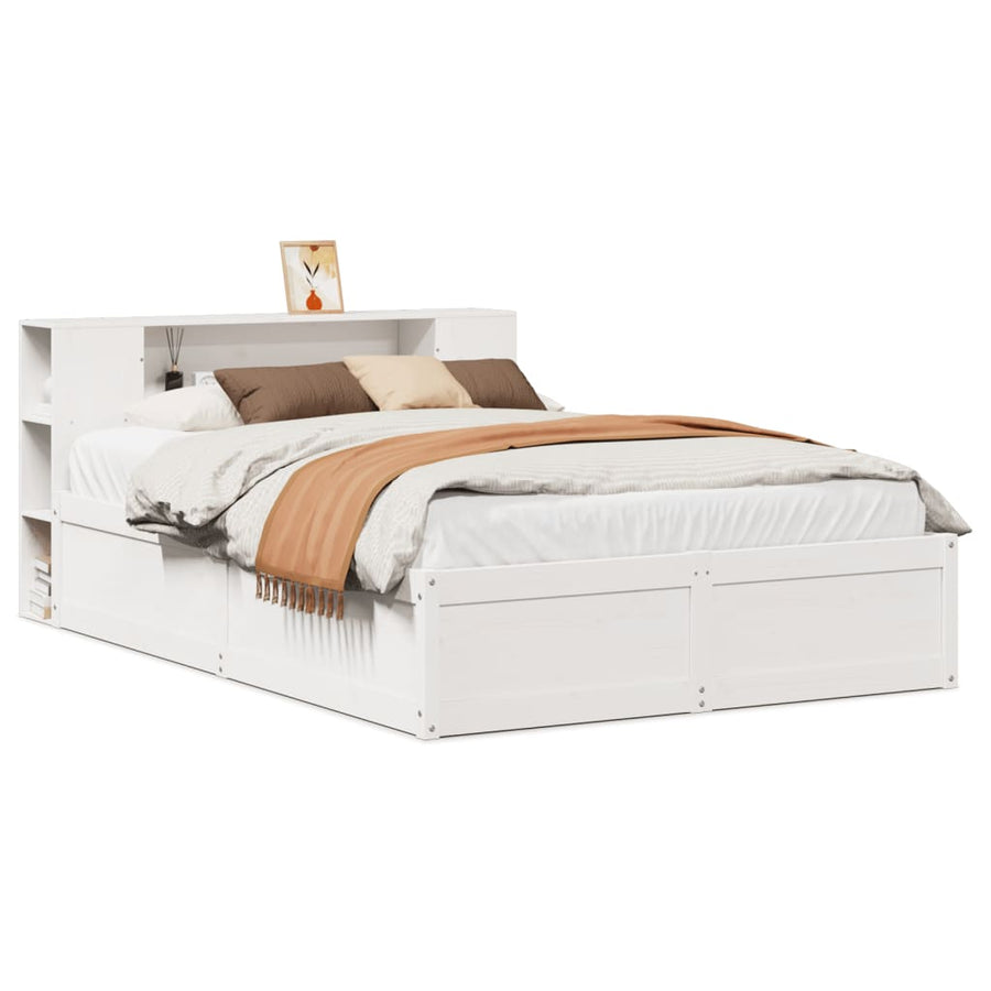 Bedframe zonder matras massief grenenhout wit 135x190 cm
