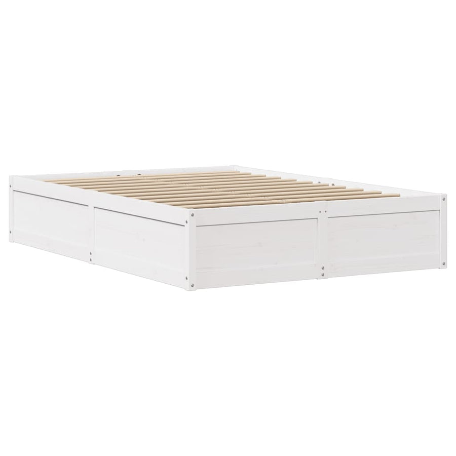Bedframe zonder matras massief grenenhout wit 135x190 cm
