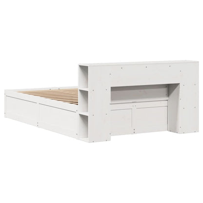 Bedframe zonder matras massief grenenhout wit 135x190 cm
