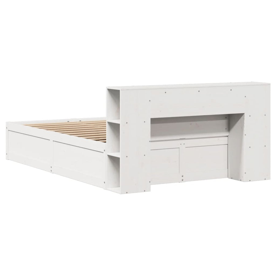 Bedframe zonder matras massief grenenhout wit 135x190 cm