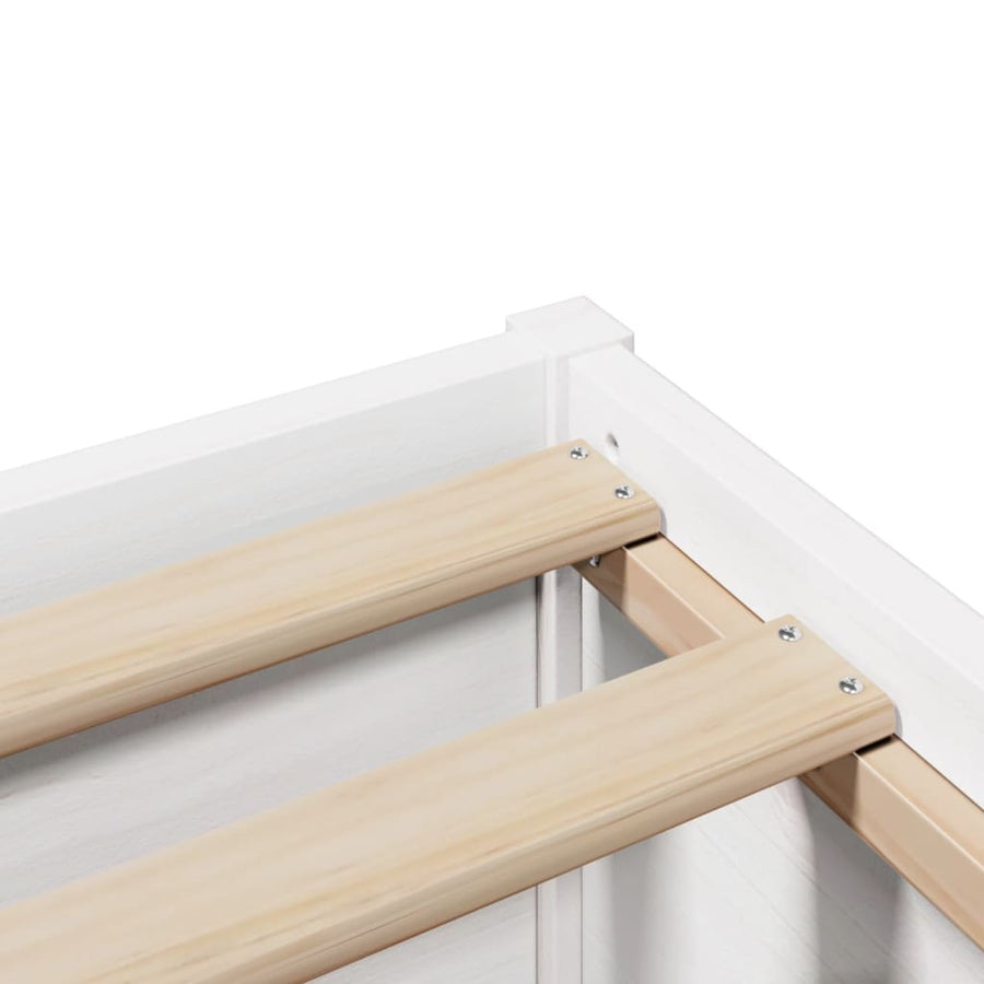 Bedframe zonder matras massief grenenhout wit 135x190 cm