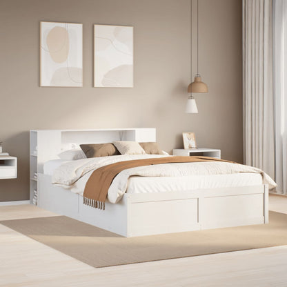 Bedframe zonder matras massief grenenhout wit 135x190 cm