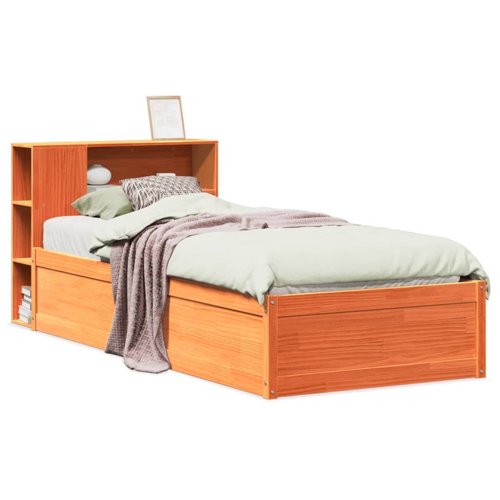 Bedframe zonder matras massief grenenhout wasbruin 100x200 cm