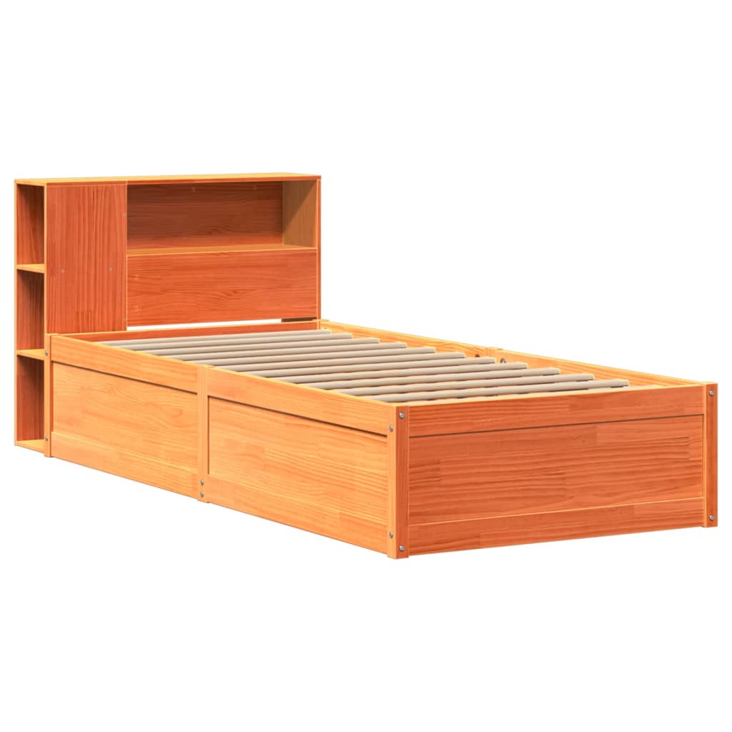 Bedframe zonder matras massief grenenhout wasbruin 100x200 cm