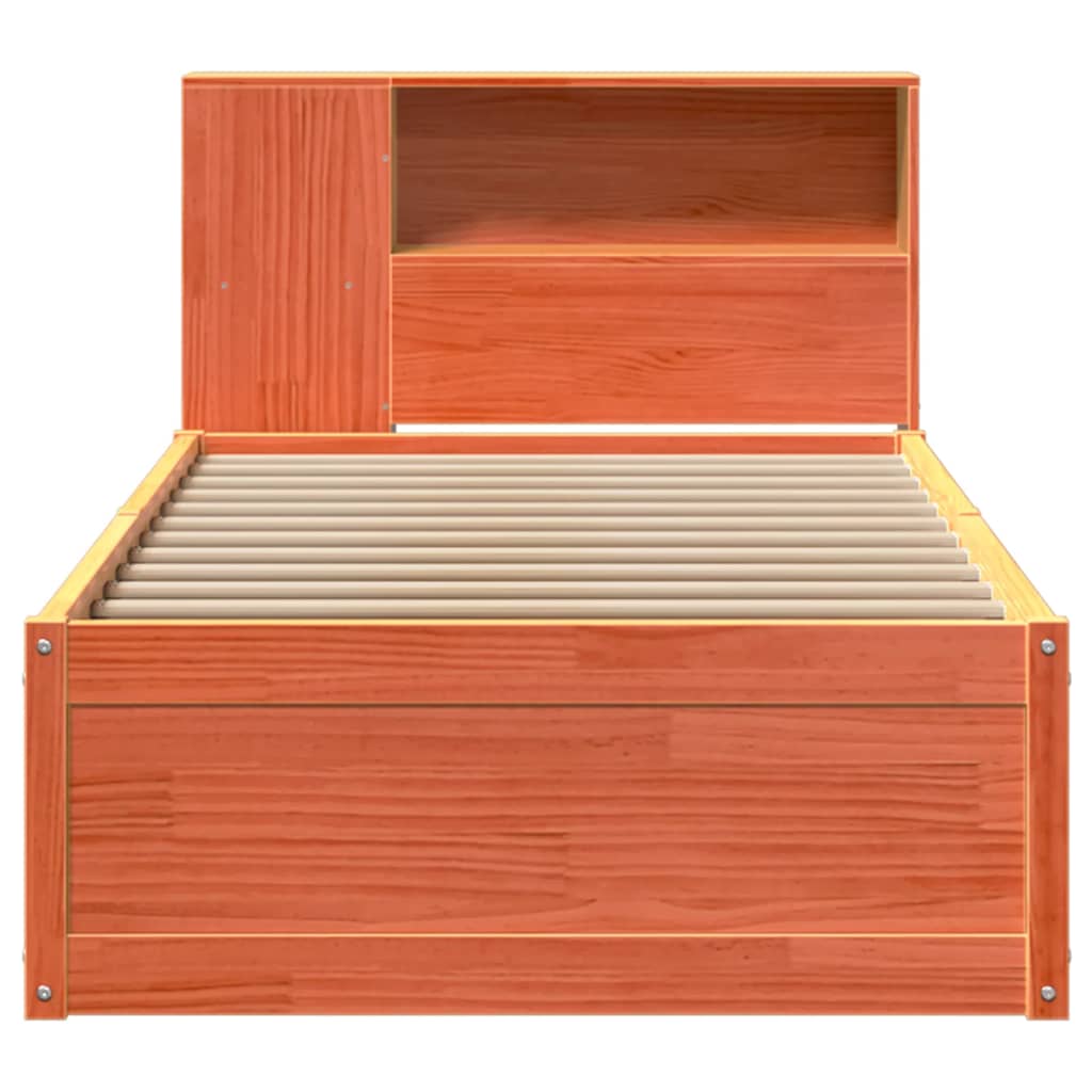 Bedframe zonder matras massief grenenhout wasbruin 100x200 cm