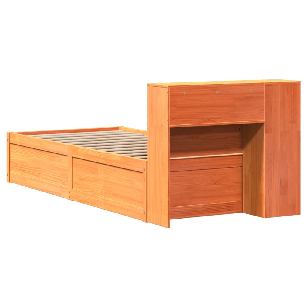 Bedframe zonder matras massief grenenhout wasbruin 100x200 cm