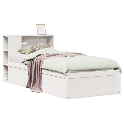 Bedframe zonder matras massief grenenhout wit 75x190 cm