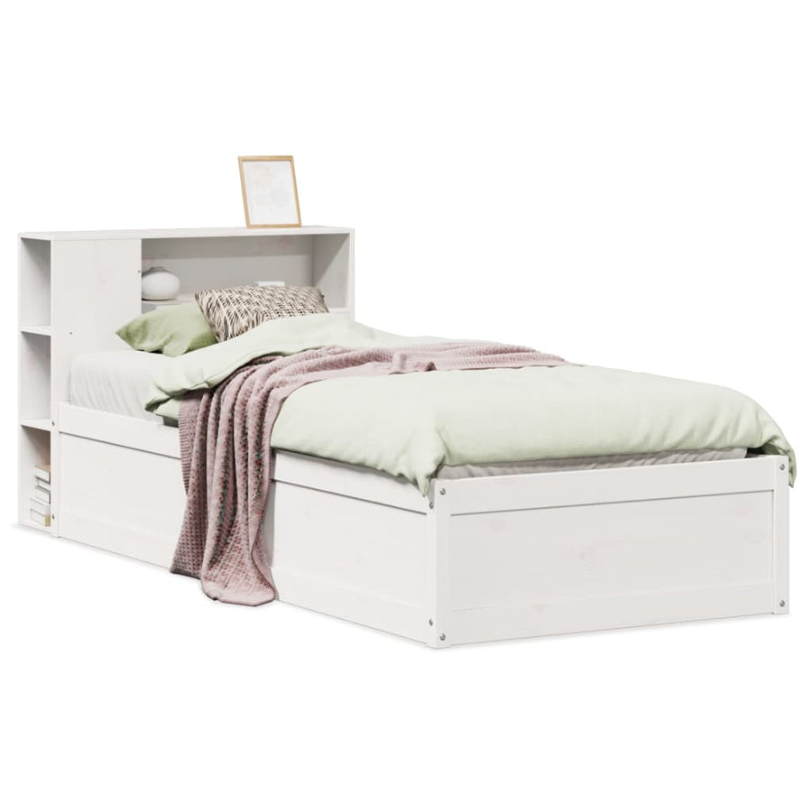 Bedframe zonder matras massief grenenhout wit 75x190 cm