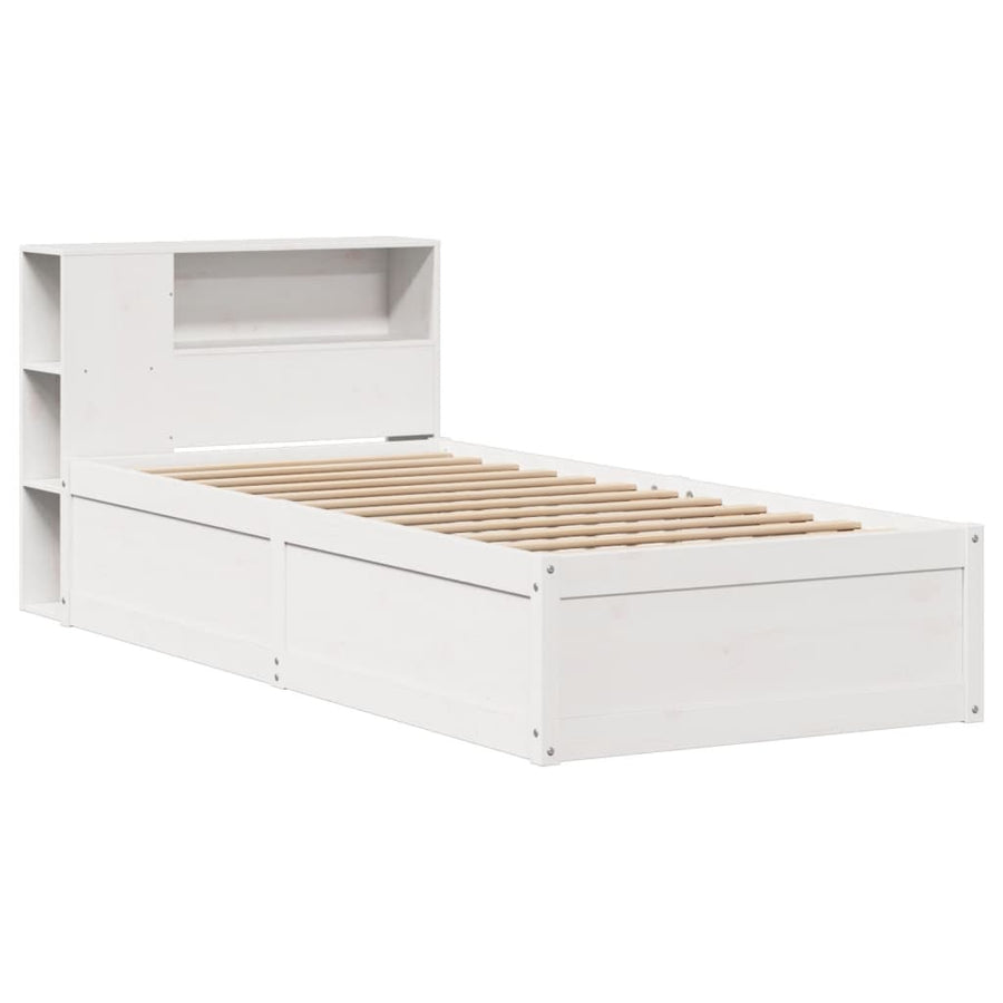 Bedframe zonder matras massief grenenhout wit 75x190 cm