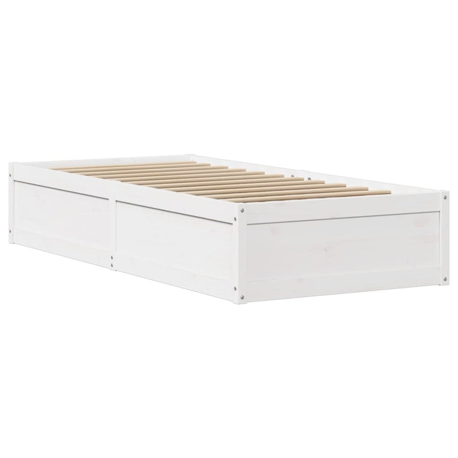 Bedframe zonder matras massief grenenhout wit 75x190 cm