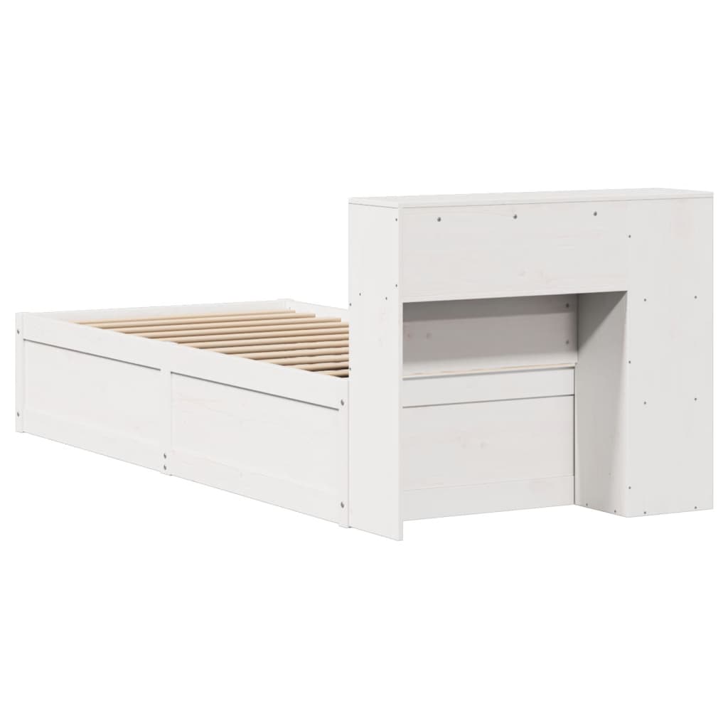 Bedframe zonder matras massief grenenhout wit 75x190 cm