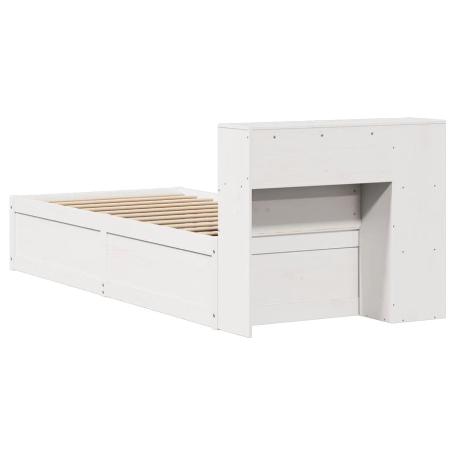 Bedframe zonder matras massief grenenhout wit 75x190 cm
