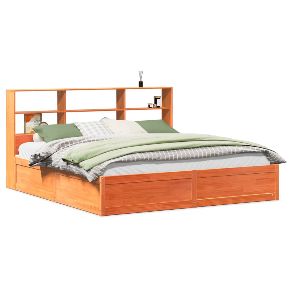 Bedframe zonder matras massief grenenhout wasbruin 200x200 cm