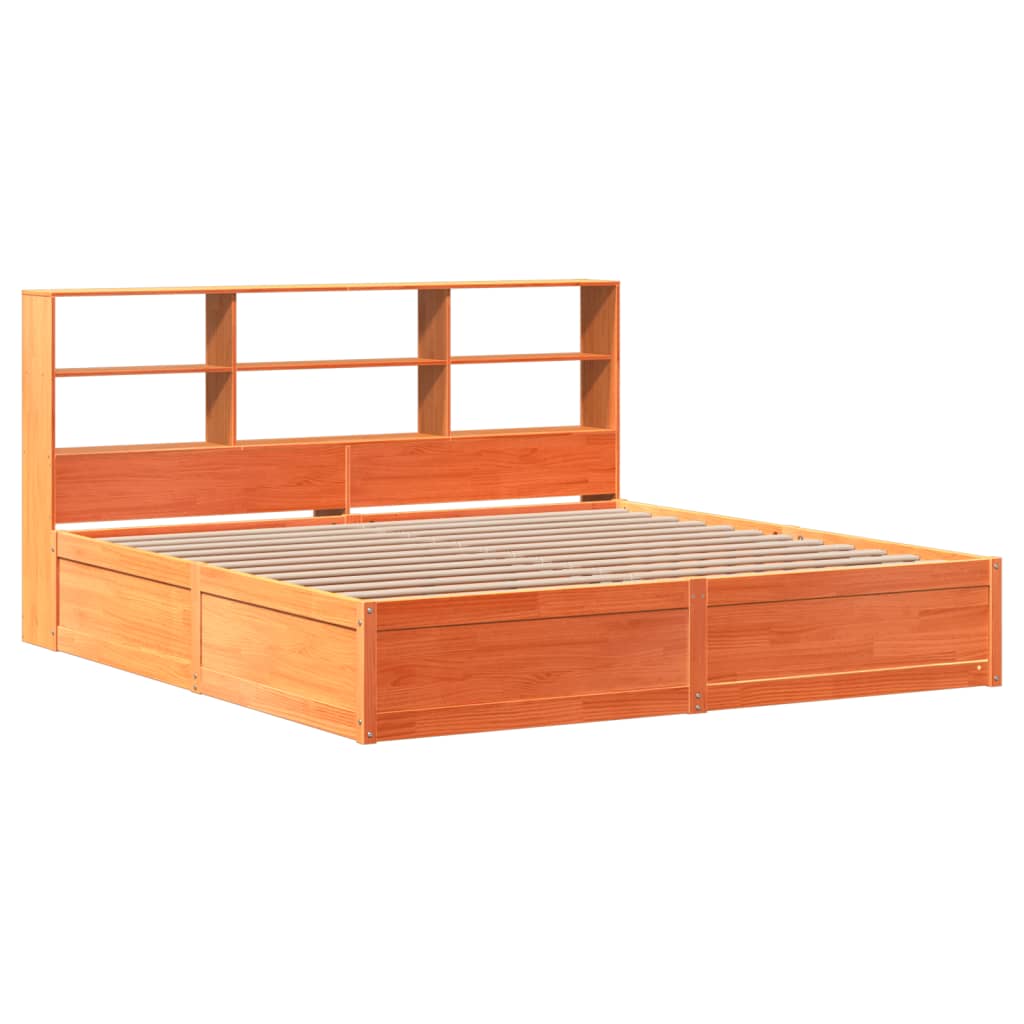 Bedframe zonder matras massief grenenhout wasbruin 200x200 cm
