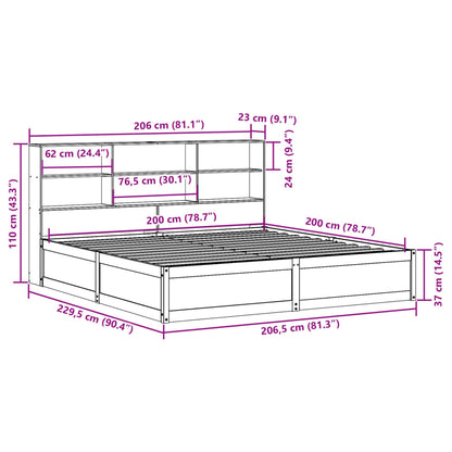 Bedframe zonder matras massief grenenhout wasbruin 200x200 cm