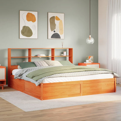 Bedframe zonder matras massief grenenhout wasbruin 200x200 cm