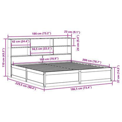 Bedframe zonder matras massief grenenhout wasbruin 180x200 cm