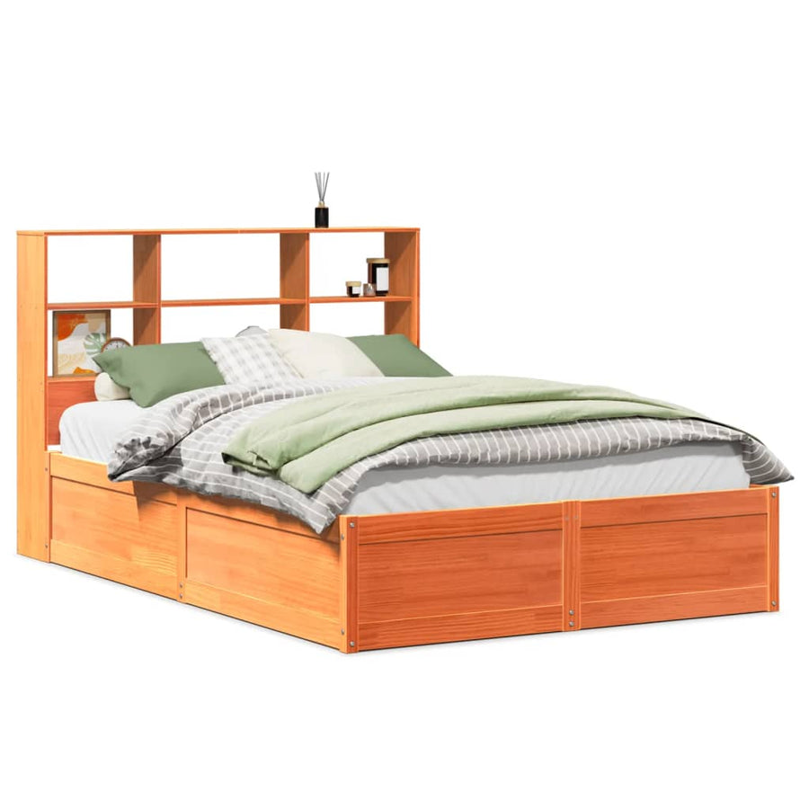 Bedframe zonder matras massief grenenhout wasbruin 160x200 cm