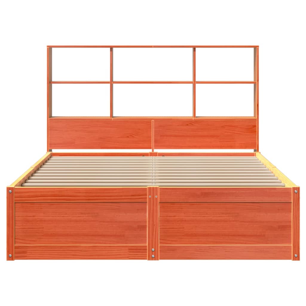 Bedframe zonder matras massief grenenhout wasbruin 140x200 cm