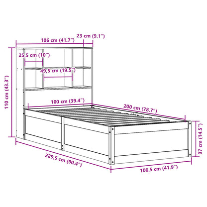 Bedframe zonder matras massief grenenhout wasbruin 100x200 cm