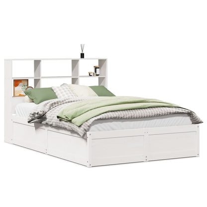 Bedframe zonder matras massief grenenhout wit 140x190 cm