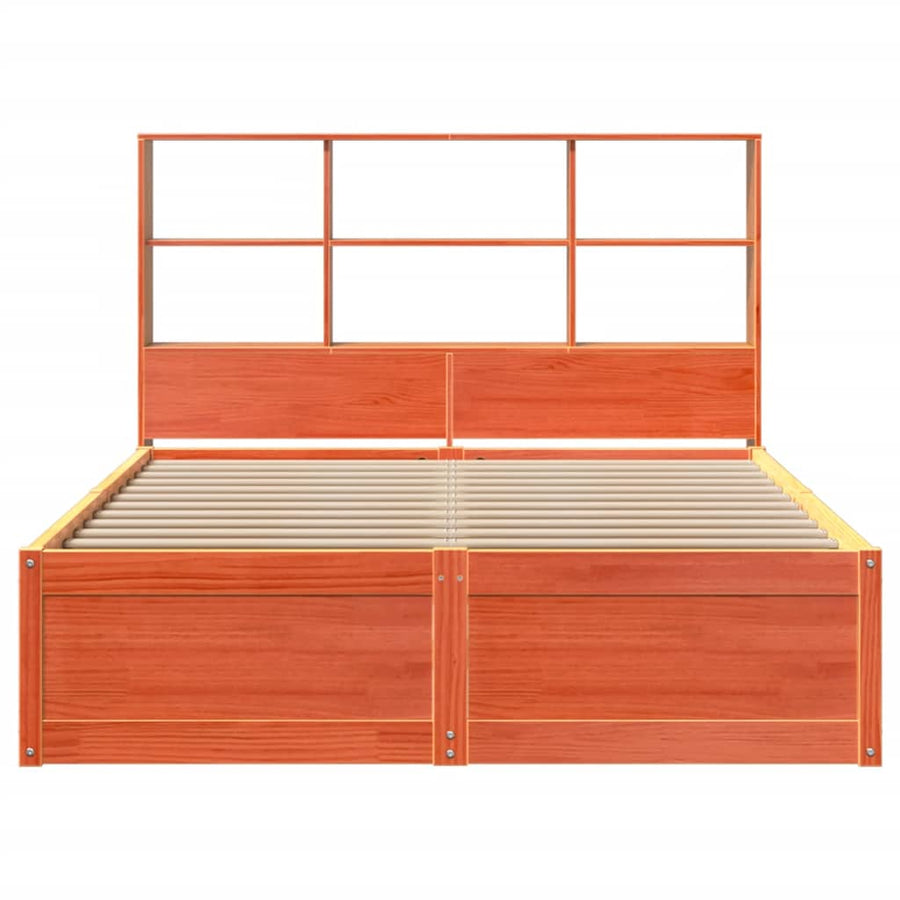Bed met matras massief grenenhout wasbruin 140x190 cm
