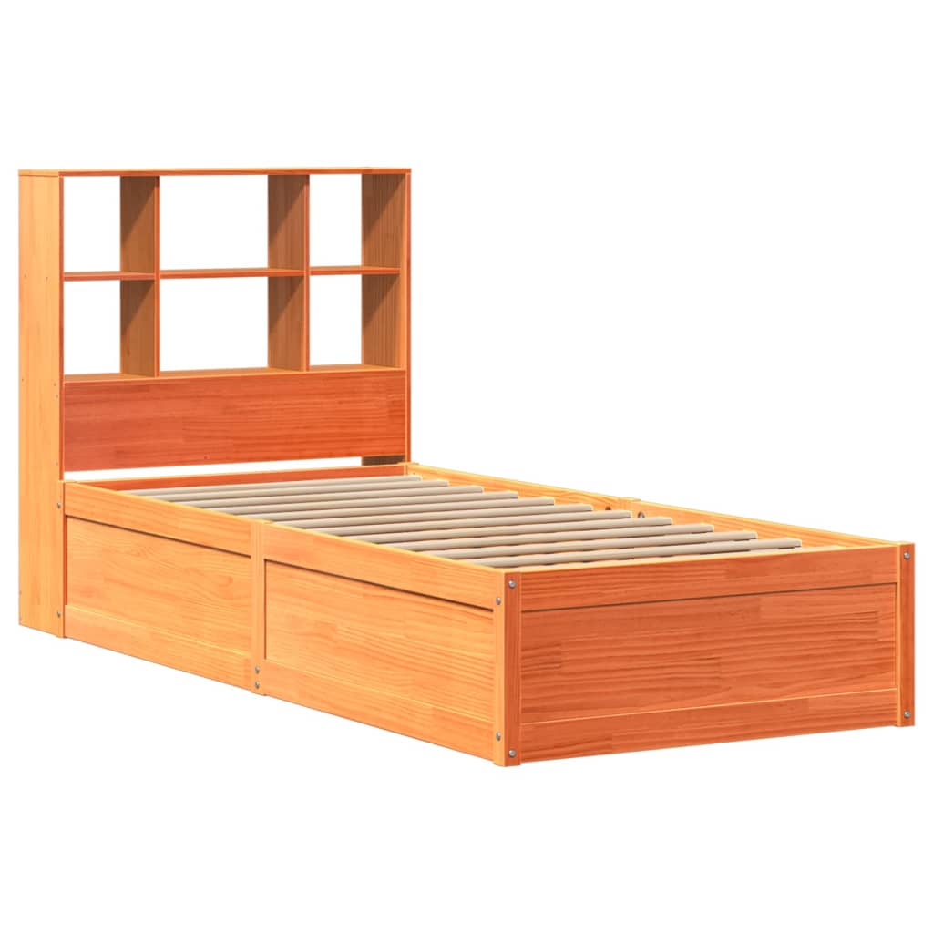 Bedframe zonder matras massief grenenhout wasbruin 75x190 cm