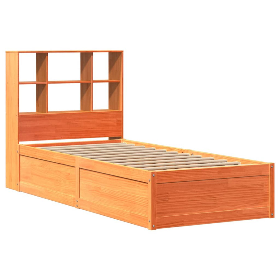 Bedframe zonder matras massief grenenhout wasbruin 75x190 cm