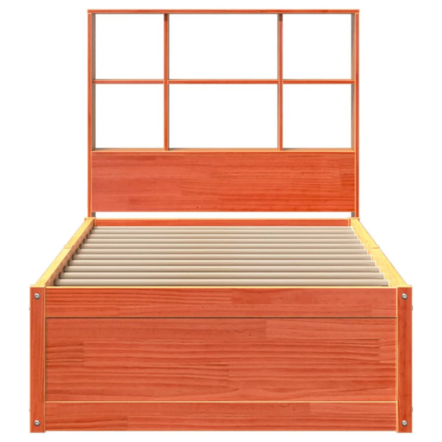 Bedframe zonder matras massief grenenhout wasbruin 75x190 cm
