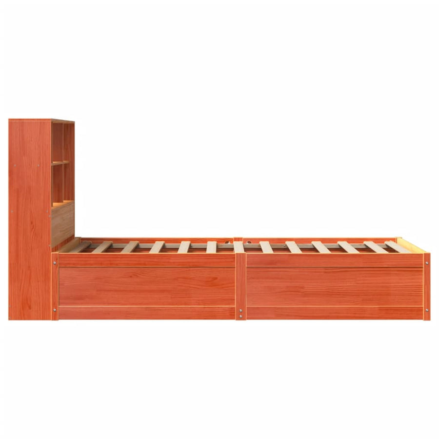Bedframe zonder matras massief grenenhout wasbruin 75x190 cm