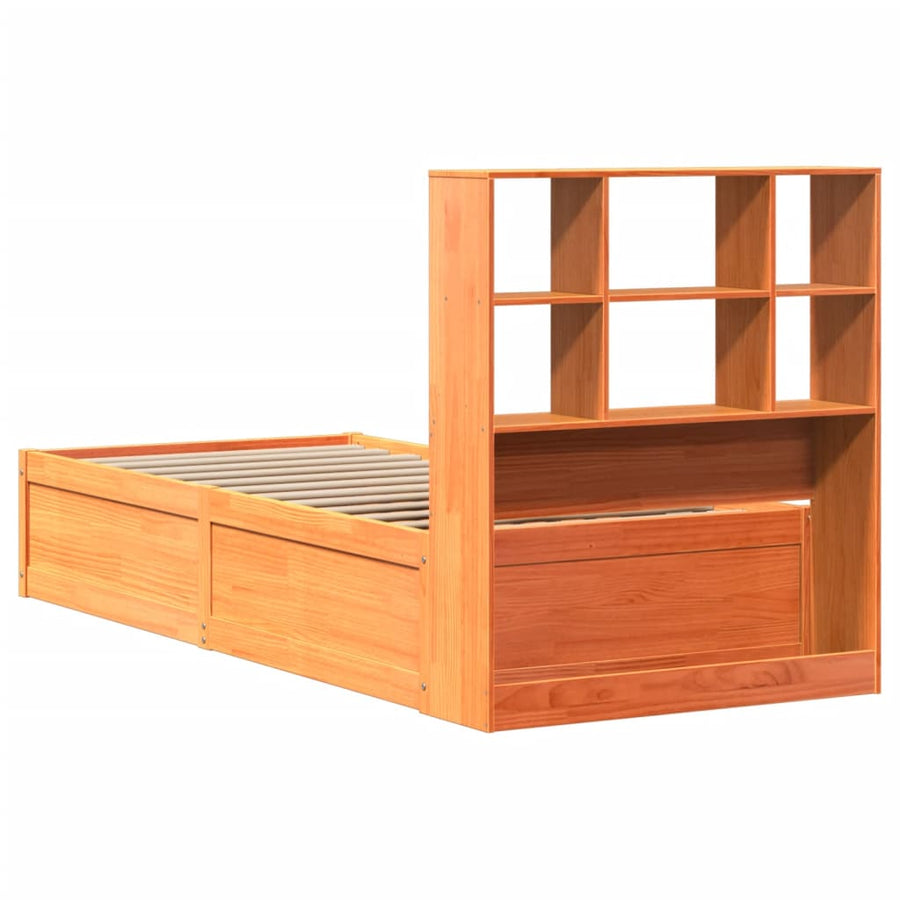 Bedframe zonder matras massief grenenhout wasbruin 75x190 cm