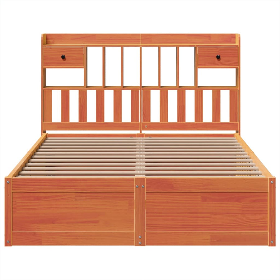 Bedframe zonder matras massief grenenhout wasbruin 160x200 cm
