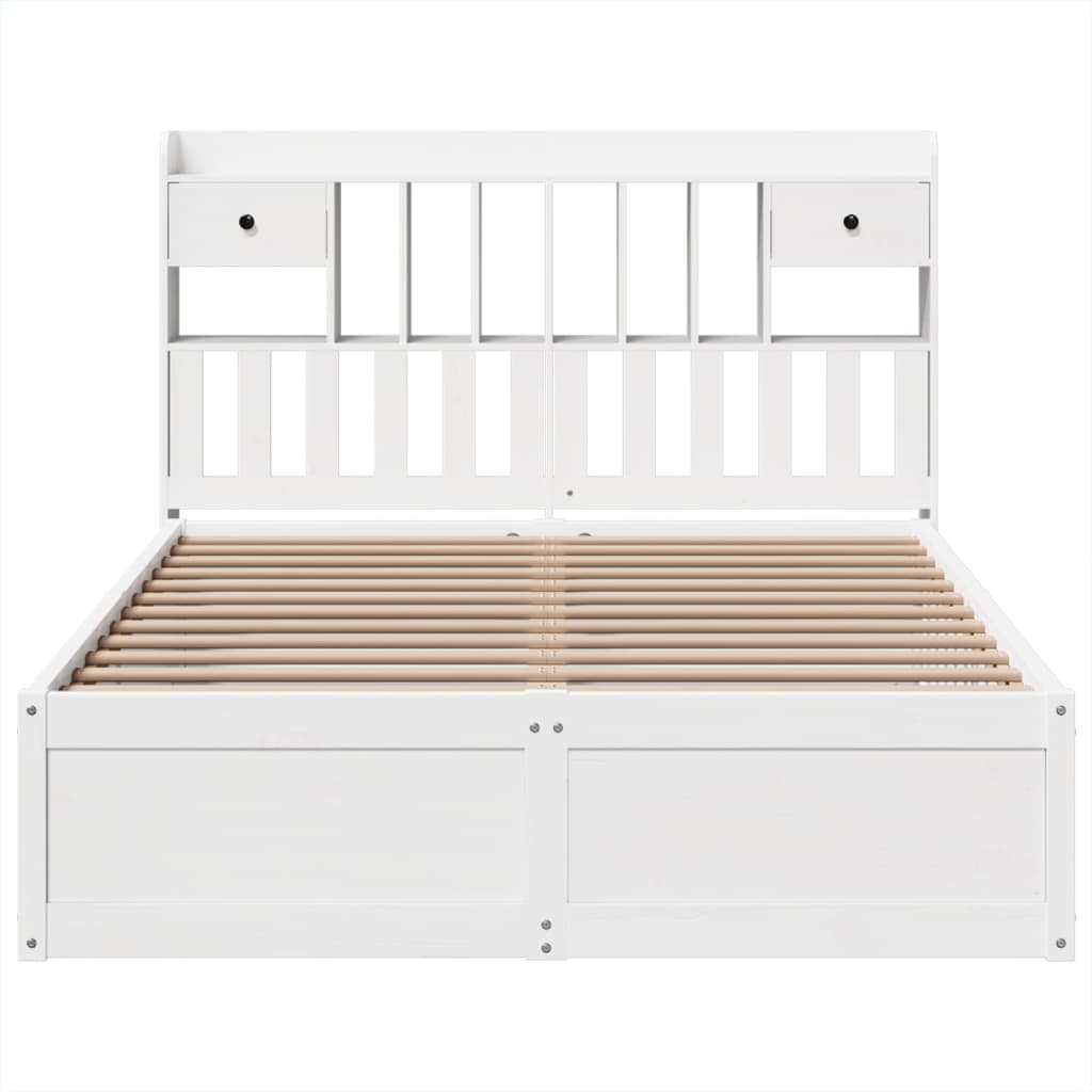 Bedframe zonder matras massief grenenhout wit 150x200 cm
