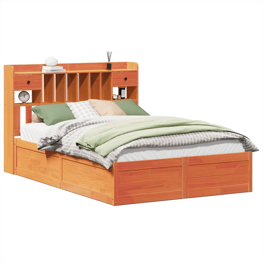 Bedframe zonder matras massief grenenhout wasbruin 150x200 cm