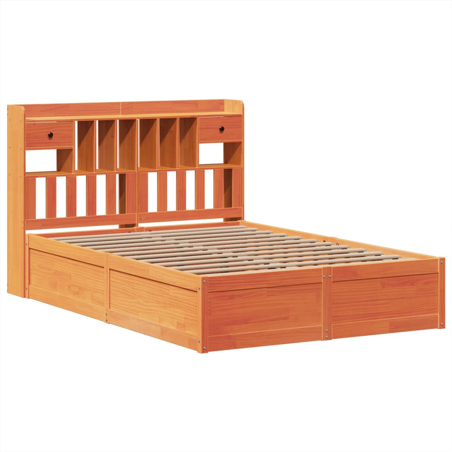 Bedframe zonder matras massief grenenhout wasbruin 150x200 cm