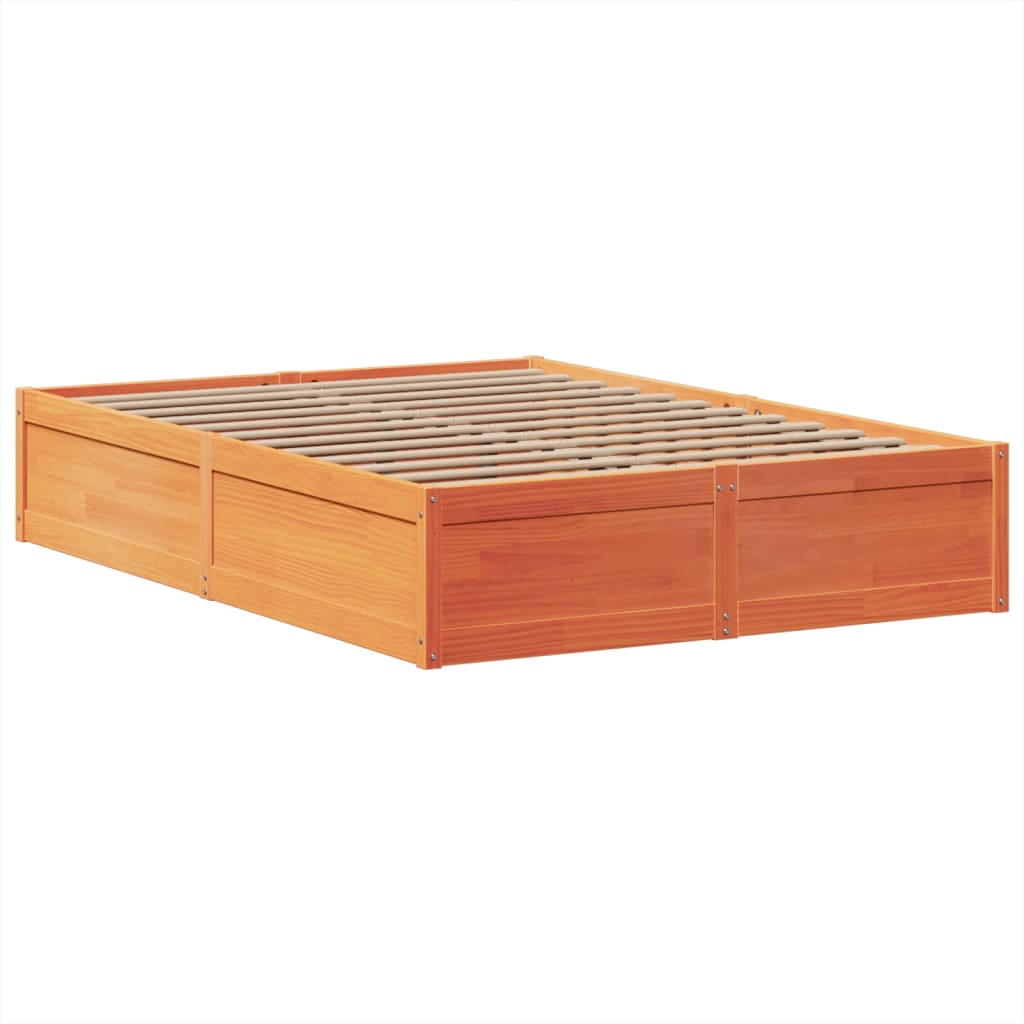 Bedframe zonder matras massief grenenhout wasbruin 150x200 cm
