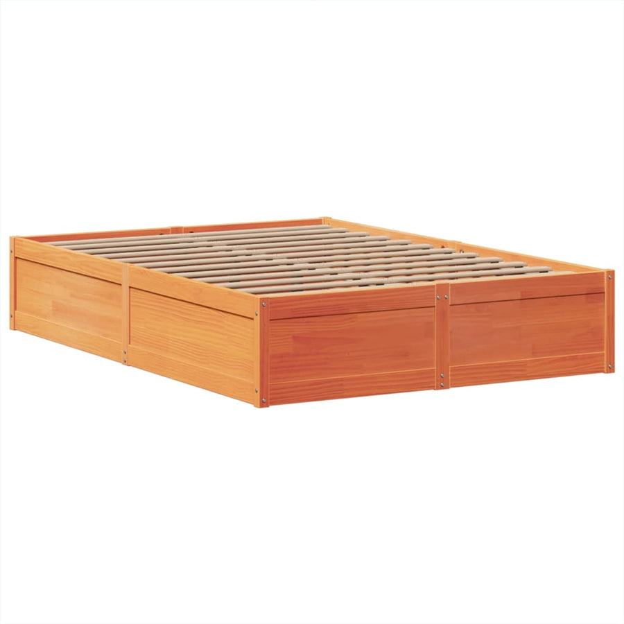 Bedframe zonder matras massief grenenhout wasbruin 150x200 cm