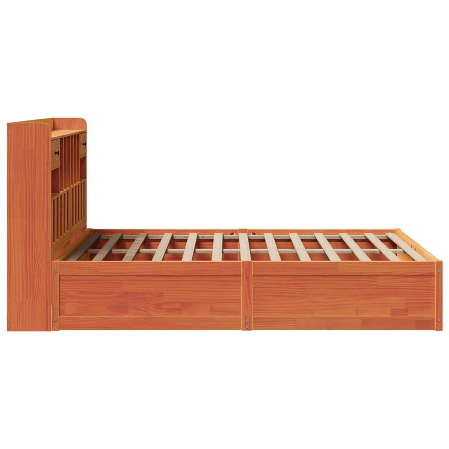 Bedframe zonder matras massief grenenhout wasbruin 150x200 cm