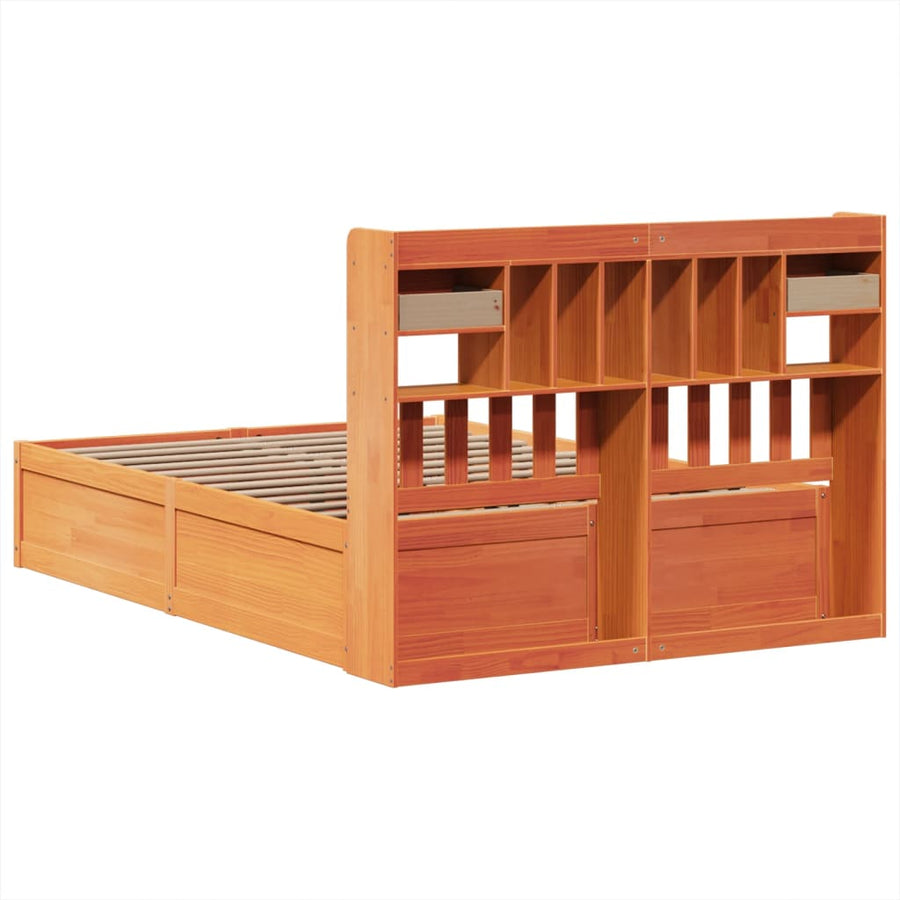Bedframe zonder matras massief grenenhout wasbruin 150x200 cm
