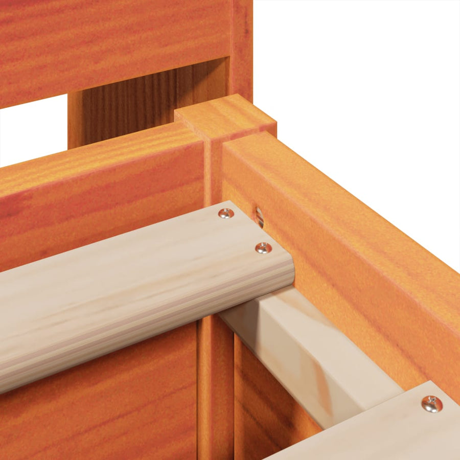 Bedframe zonder matras massief grenenhout wasbruin 150x200 cm