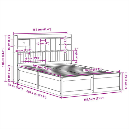 Bedframe zonder matras massief grenenhout wasbruin 150x200 cm