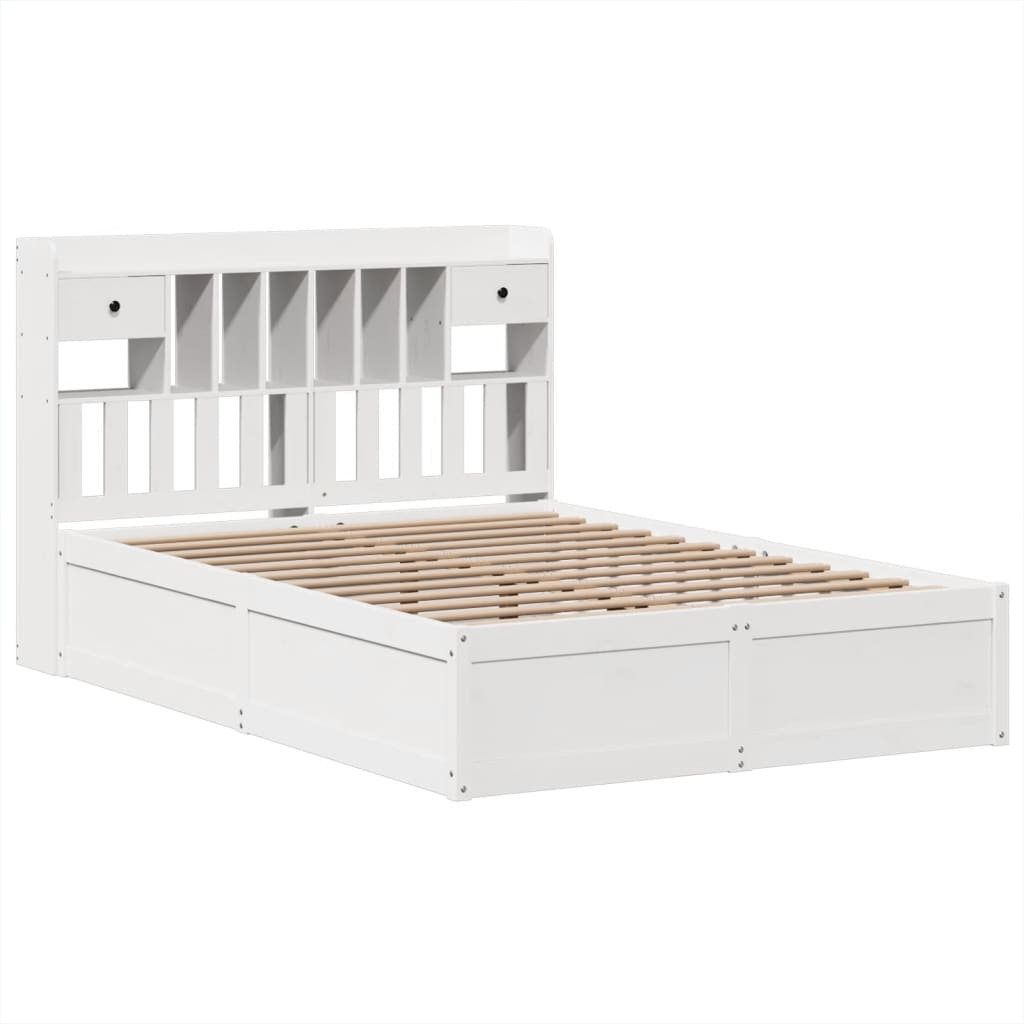 Bedframe zonder matras massief grenenhout wit 140x200 cm