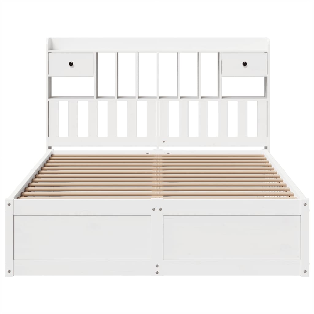 Bedframe zonder matras massief grenenhout wit 140x200 cm